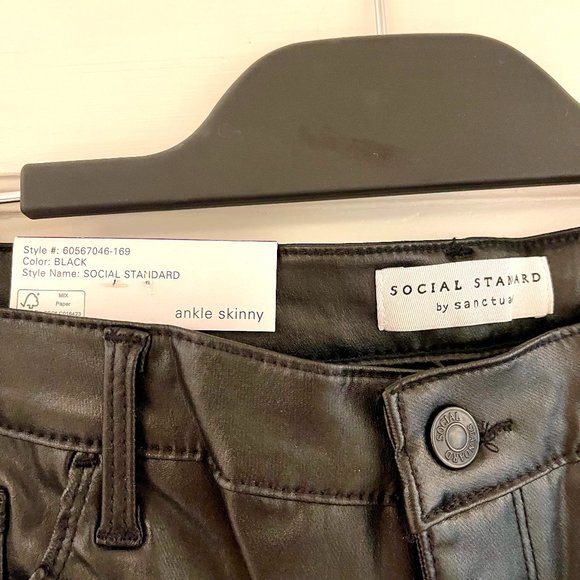 NWT Sanctuary Social Standard Coated Faux Leather, Ankle Skinny Pants 16 - Picture 4 of 9